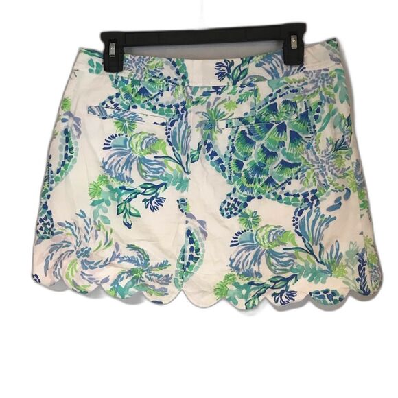 Lilly Pulitzer Colette Skort Size 4 Scalloped Hem Island Ride Green & White - Picture 9 of 10